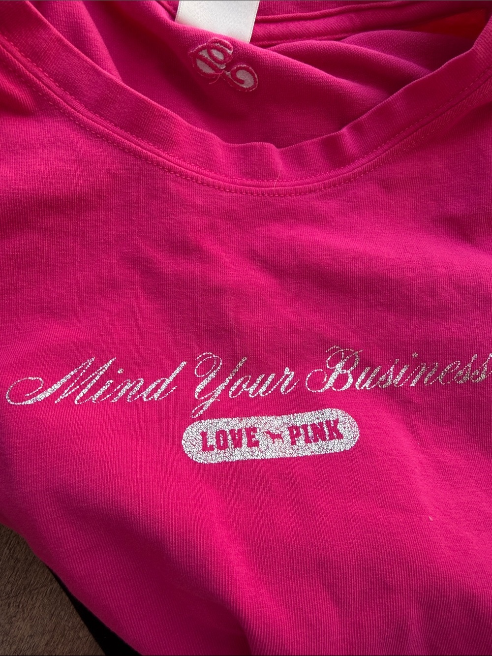 PINK Victoria's Secret Hot Pink Top & pink& black bling foldover leggings Medium - Picture 4 of 9
